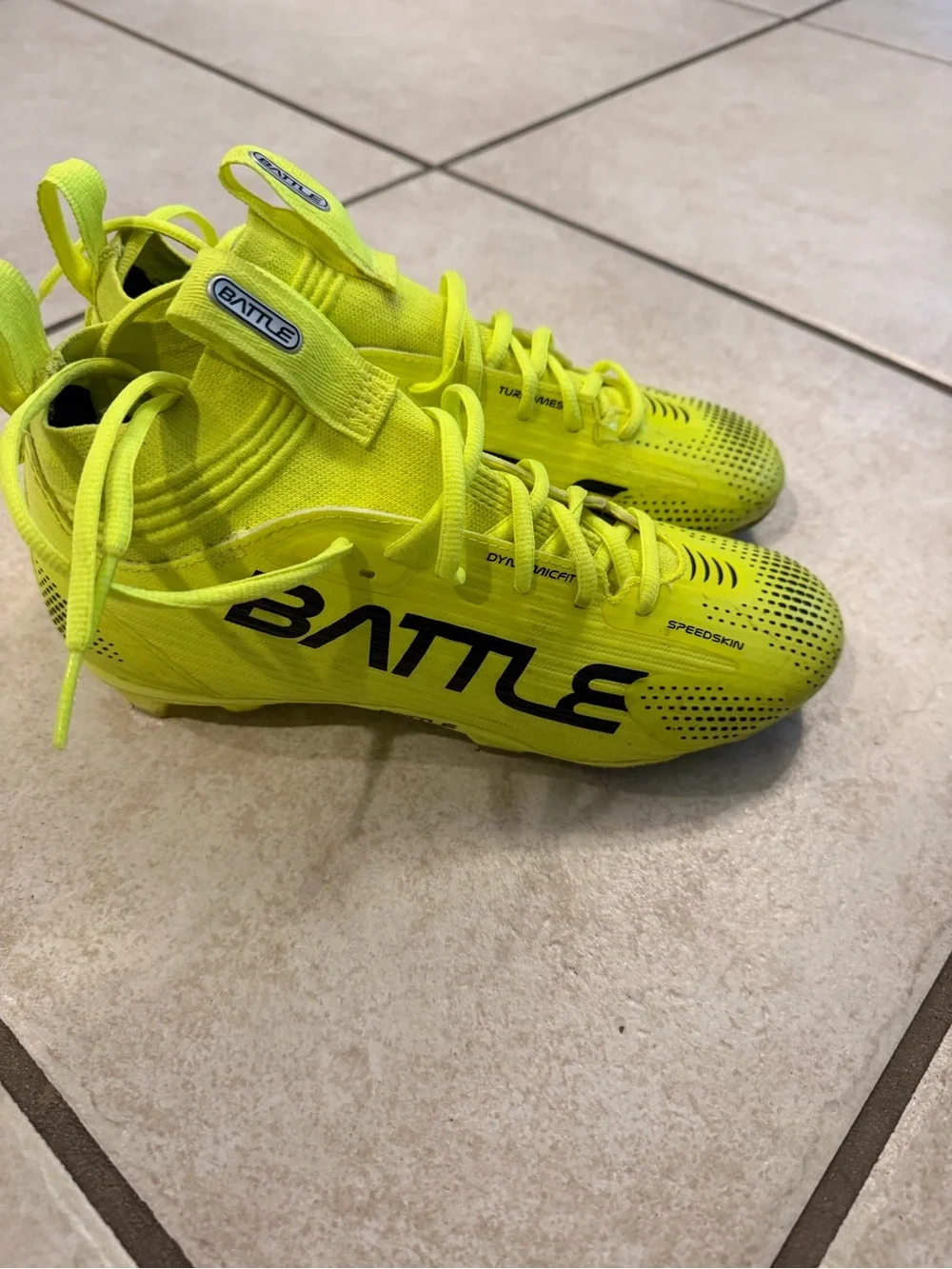 Kids Neon Yellow Football Cleats